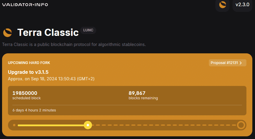 Hard Fork à venir - Upgrade v3.1.5 - Luna Classic - www.lunctoken.org
